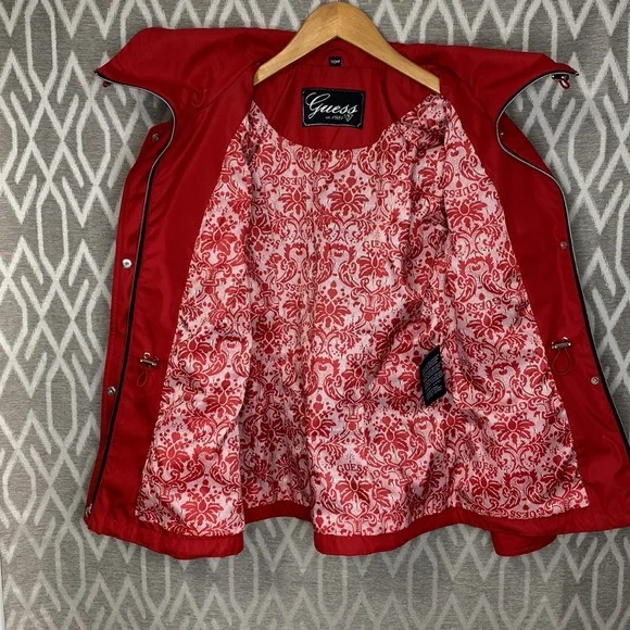Guess Lightweight Jacket in Red w/ Black & Silver Accents Size: Small - Picture 3 of 6